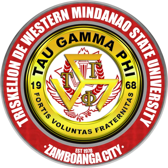 Chapter seal: Triskelion de Western Mindanao State University, Tau Gamma Phi 1968, Fortis Voluntas Fraternitas, Zamboanga City, established 1978